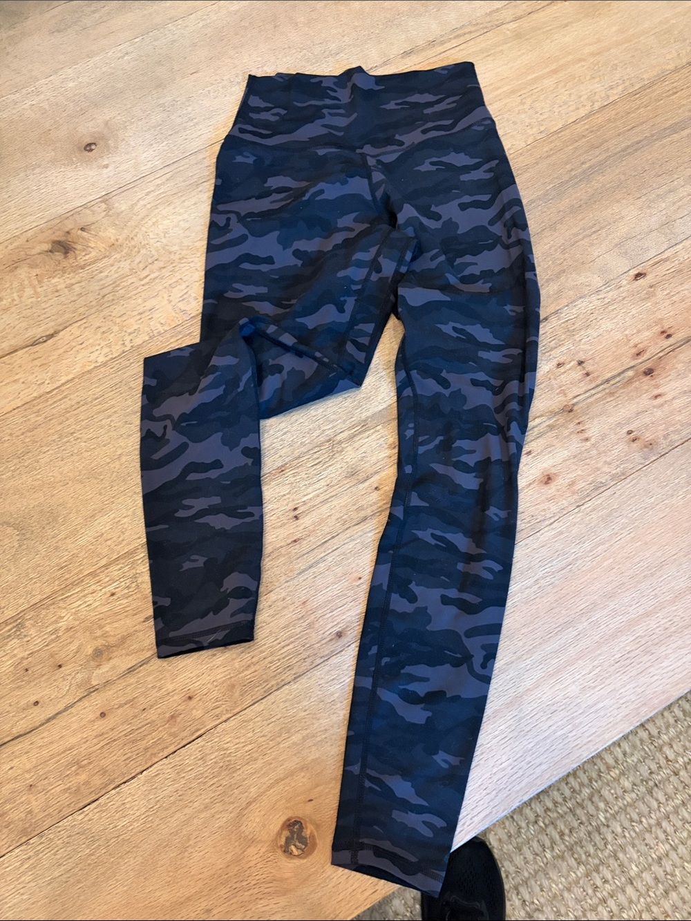 High-Rise Black Camo Leggings with Flattering Waistband